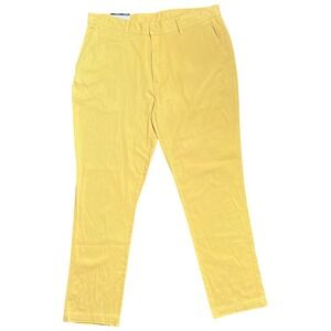 Hallstatt Mens Yellow Chino Pants Straight Fit Flat Front Size 38x32